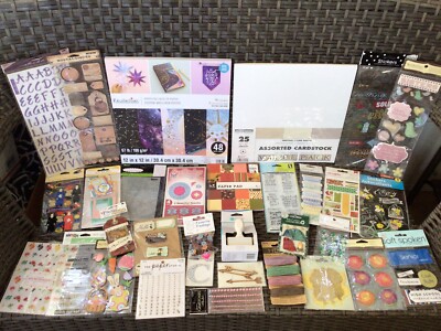 HUGE SCRAPBOOK LOT~Mixed Themes~Paper. Folder. Stickers. Stamps. Punch~NEW