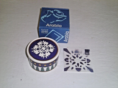 SNOW CRYSTAL Trinket Box Christmas/Winter ARABIA Finland Tove Slotte 1998 NEW