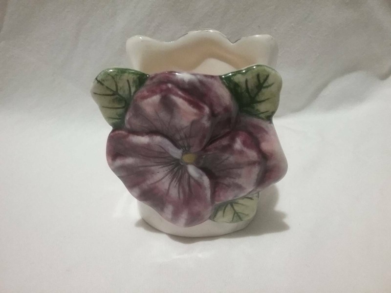 Pink Purple Pansy Vase Fine China Bud Vase Tooth Pick Holder