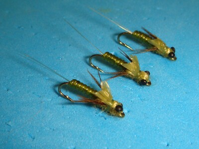FLY FISHING FLIES - Olive REALISTIC RIBBED Nymph size #18 (6 pcs.)