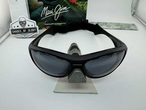 Pre-owned Maui Jim Waterman Mj 410-2m Matte Black W/ Neutral Grey Polarized Sunglasses