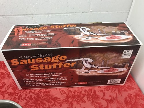 Weston Heavy Duty All Stainless Steel Sausage Stuffer/Filler/Maker w/3 funnels