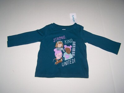 Carter s Girls Shirt Long Sleeve Top Strong, Kind, United! Size 12M NWT