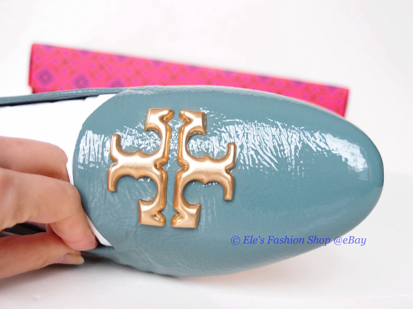 Pre-owned Tory Burch Eleanor Leather Loafer Arctic Blue Us 7.5 8 8.5 9 9.5 Authentic