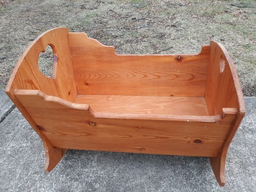 primitive antique wooden baby cradle