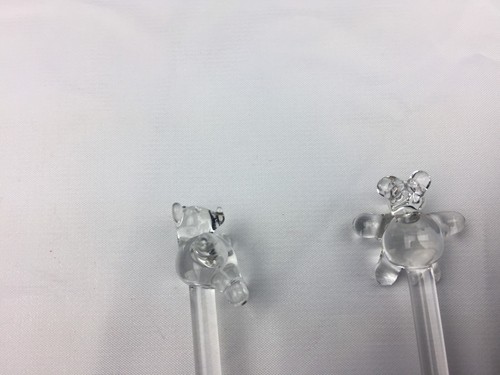 Lot Of 2 Clear Bear Swizzle Sticks 7 Inches Long