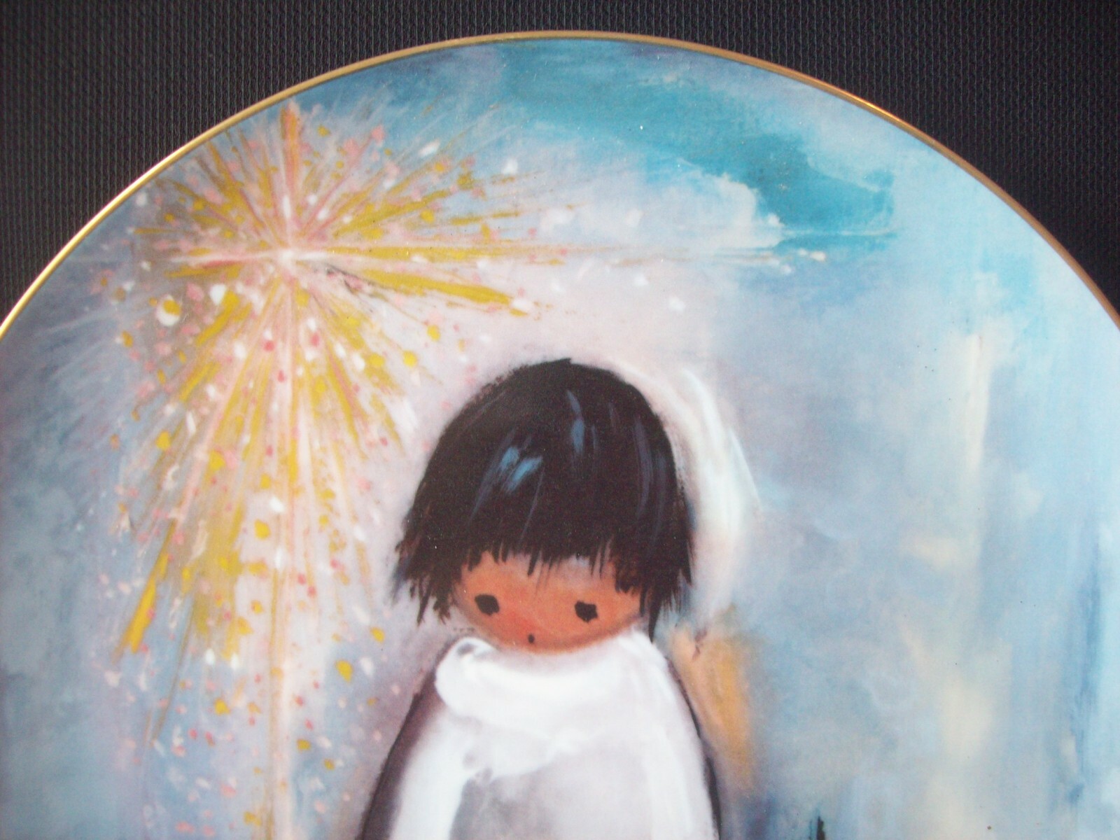 Vintage Collector Plate Ted De Grazia Art Paints the Holidays Blue Boy c1980s