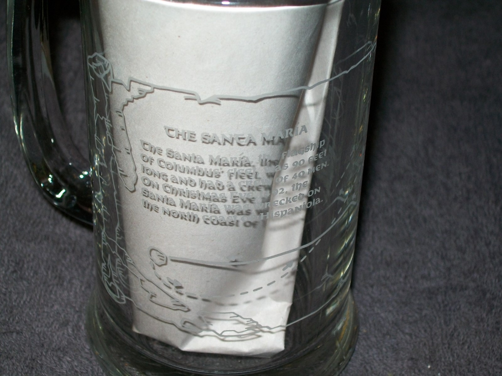 VINTAGE SANTA MARIA & THE NINA ETCHED BEER STEINS / NAUTICAL STEINS