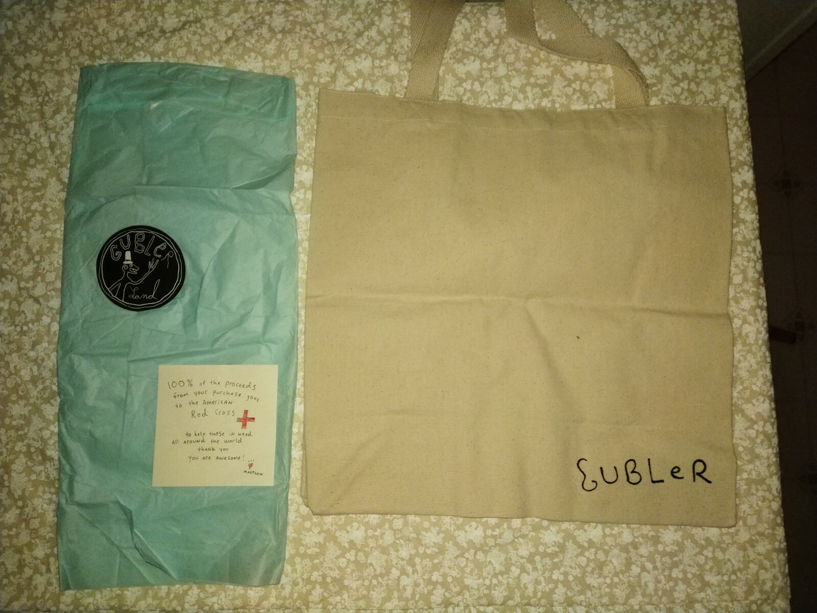 Matthew Gray Gubler. Limited Ed Tote bag. Gubler's wearable art collection.