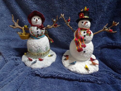 LENOX FEATHERED FRIENDS SNOWMAN & WINTER VISIT SNOW WOMAN MINT  FREE SHIPPING