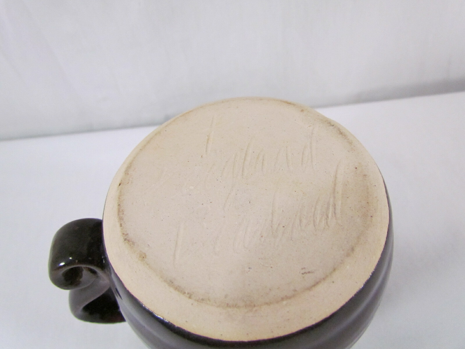 Handmade Stoneware Mug 3-D Lion Face Signed Lion Mug Carved