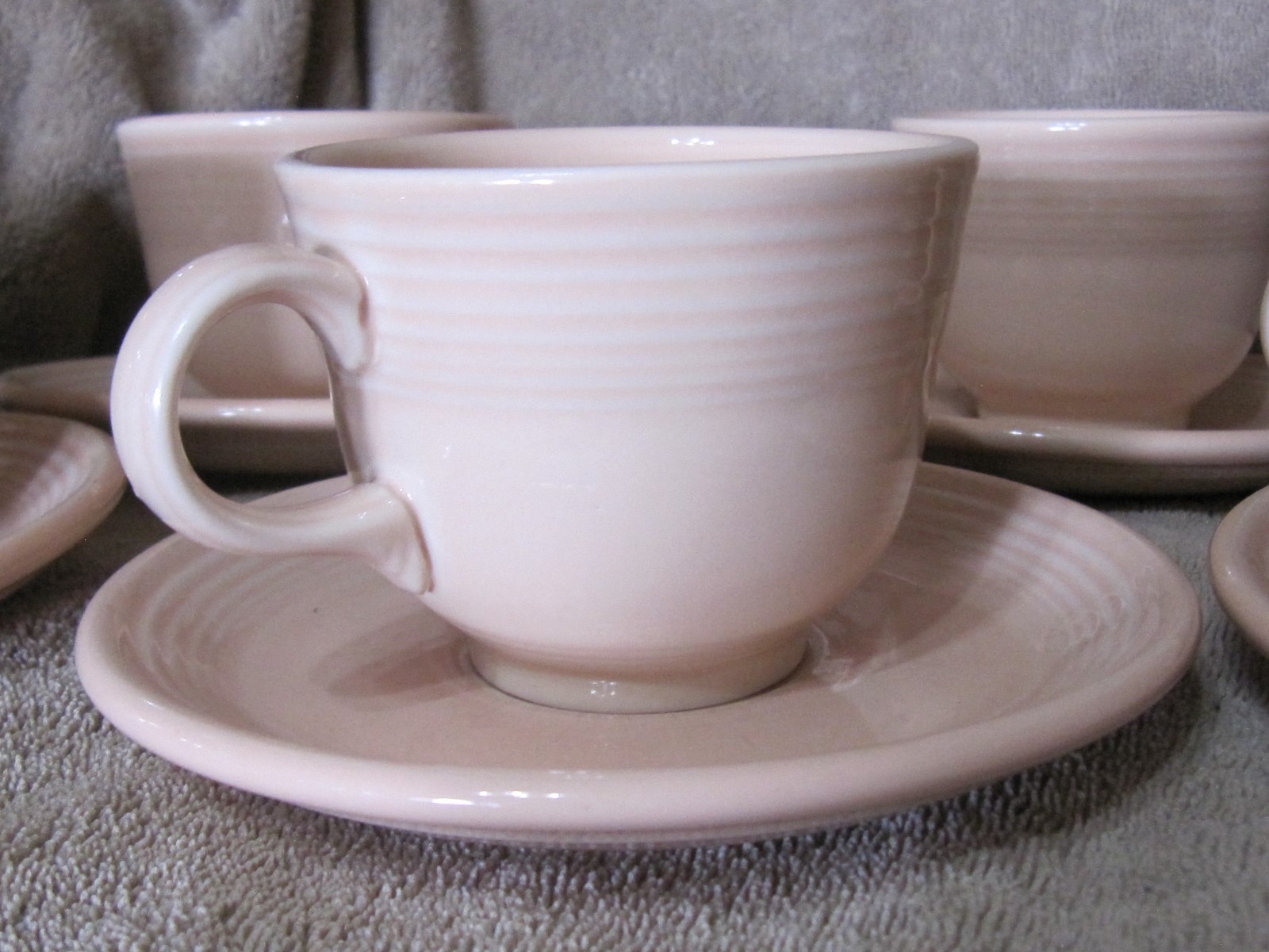 Fiestaware Peach Cups And Saucers Set of Five