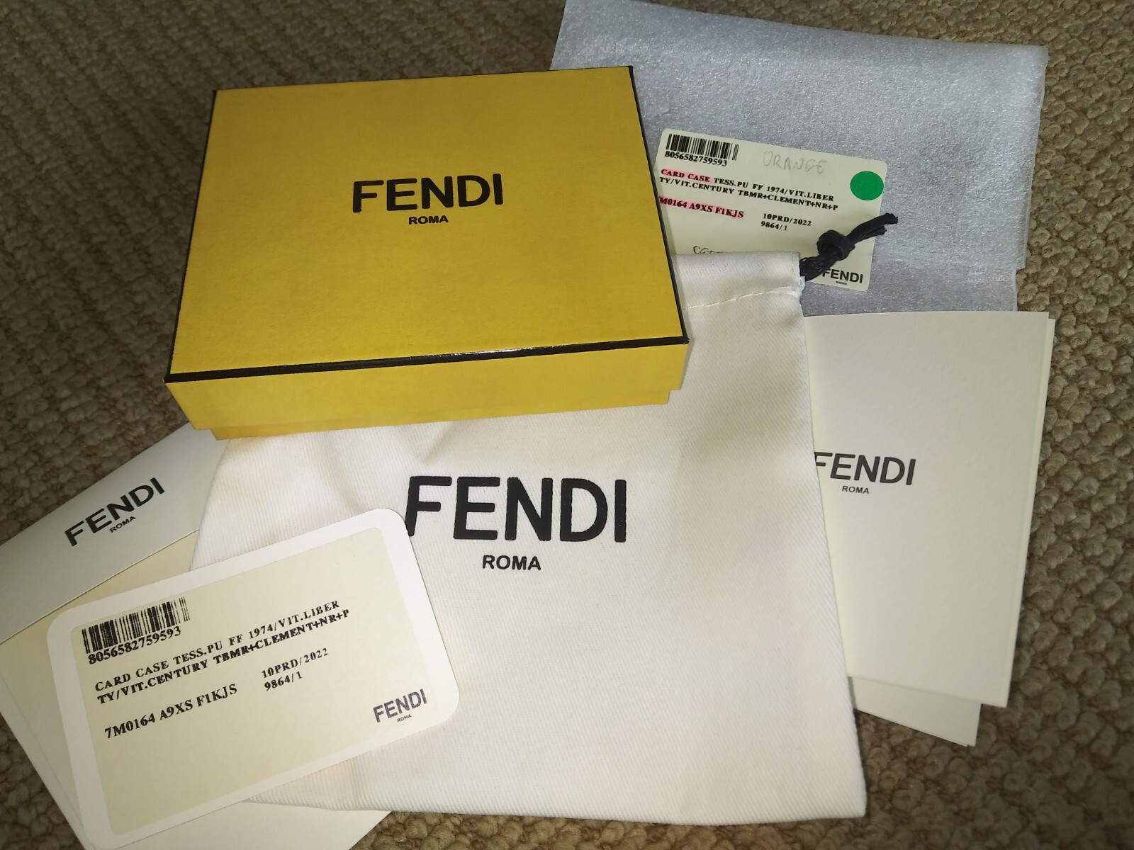 Pre-owned Fendi 'ff Logo Diagonal' Auth Men's Canvas/leather Card Holder Tobacco/org In Brown/orange (f1kjs)