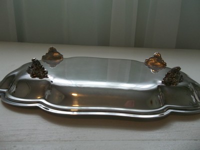 Vintage Silverplate Oval Footed Serving Dish Tray