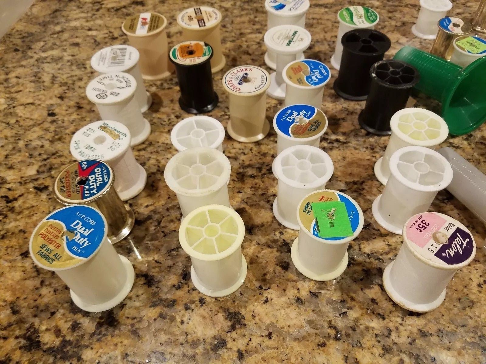 68 Plastic Sewing Empty Thread Spools 24 small  42 Medium 2 Large