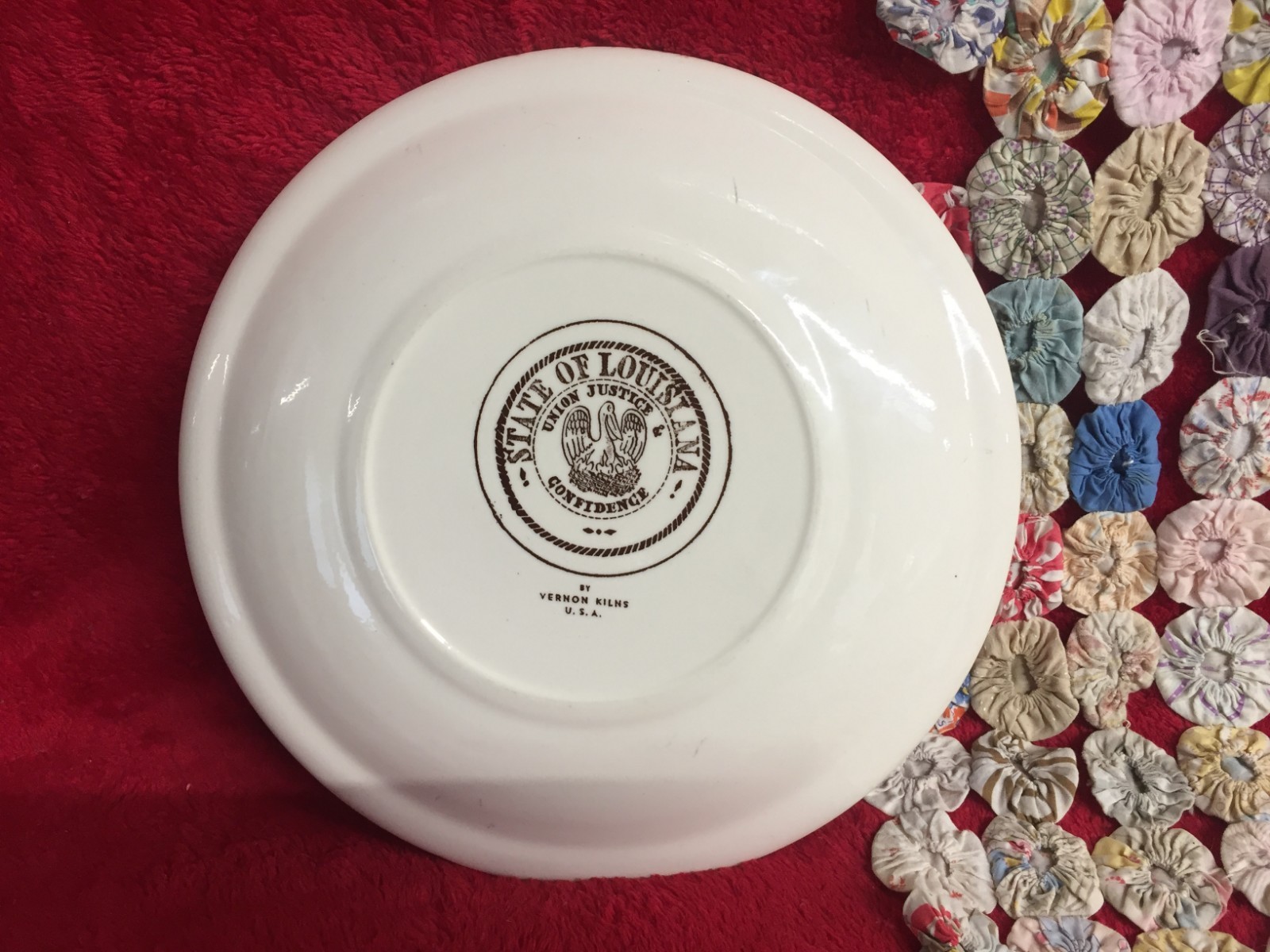 Vintage Louisiana State Plate Vernon Kilns Union Justice Confidence Collectible