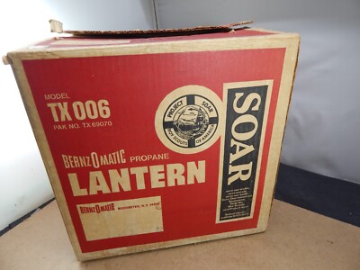 c.1972 BernzOmatic TX006 Propane Gas LANTERN Unfired Mint in Box BOY SCOUT SOAR