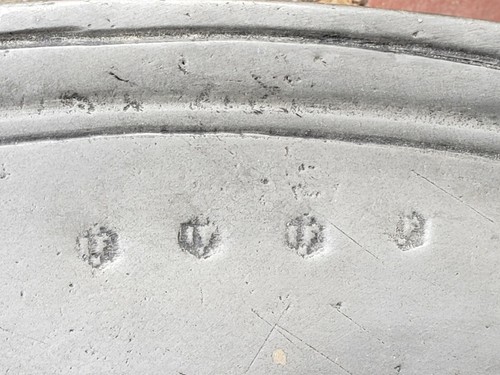 Large 17th C Colonial Antique Pewter Charger 18 1/4