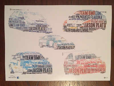 BTCC Jason Plato Subaru VW MG Chevrolet Vauxhall Renault Word Art ~ A4 Poster