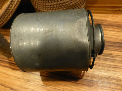 Antique chinese pewter teapot with original straw basket / case. [Y8-W6-A9]