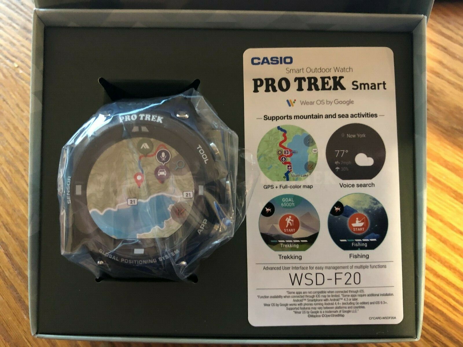 NEW! Casio Protrek Smart Outdoor Watch WSD-F20A-BU Wear OS Google Indigo Blue $309.99 | Grelly