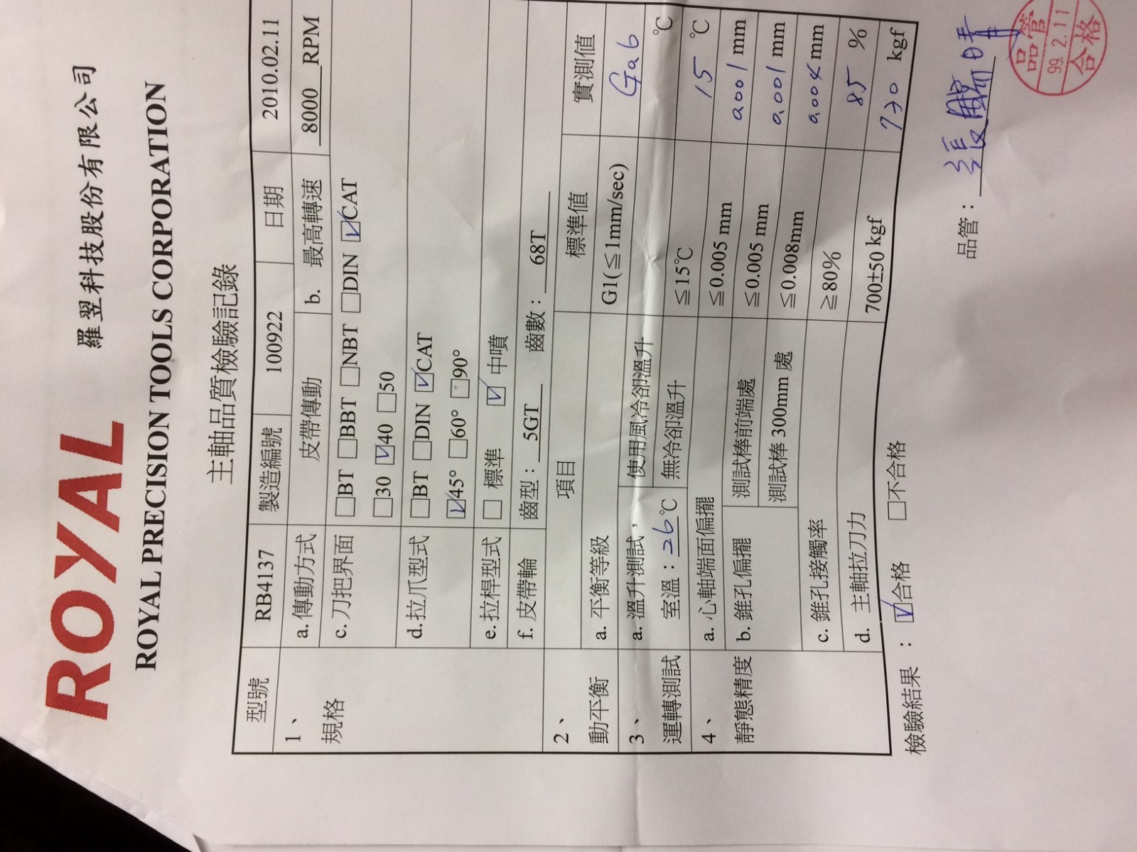 8000 RPM Spindle for Campro CNC CSP-750i / 1100i