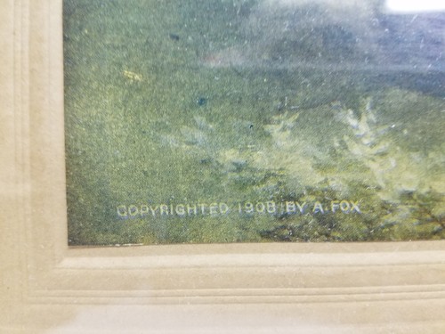 Antique Picture 1908 A. Fox Phila. Sheep Pasture Dirt Road Blossoming Tree Farm