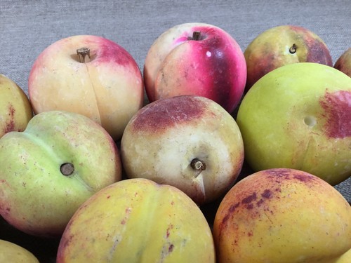 16 RARE Antique Vintage Italian Alabaster Stone Fruit Carved Big Peaches Real