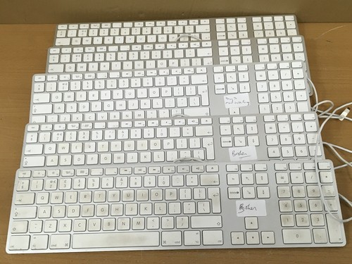 Apple A1243 Wired USB Keyboard Silver QWERTY UK Layout Standard Lot of 5