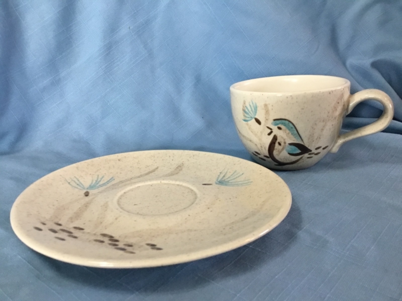 Vintage Mid Century 1950's Red Wing Bob White Quail Cup & Saucer Set