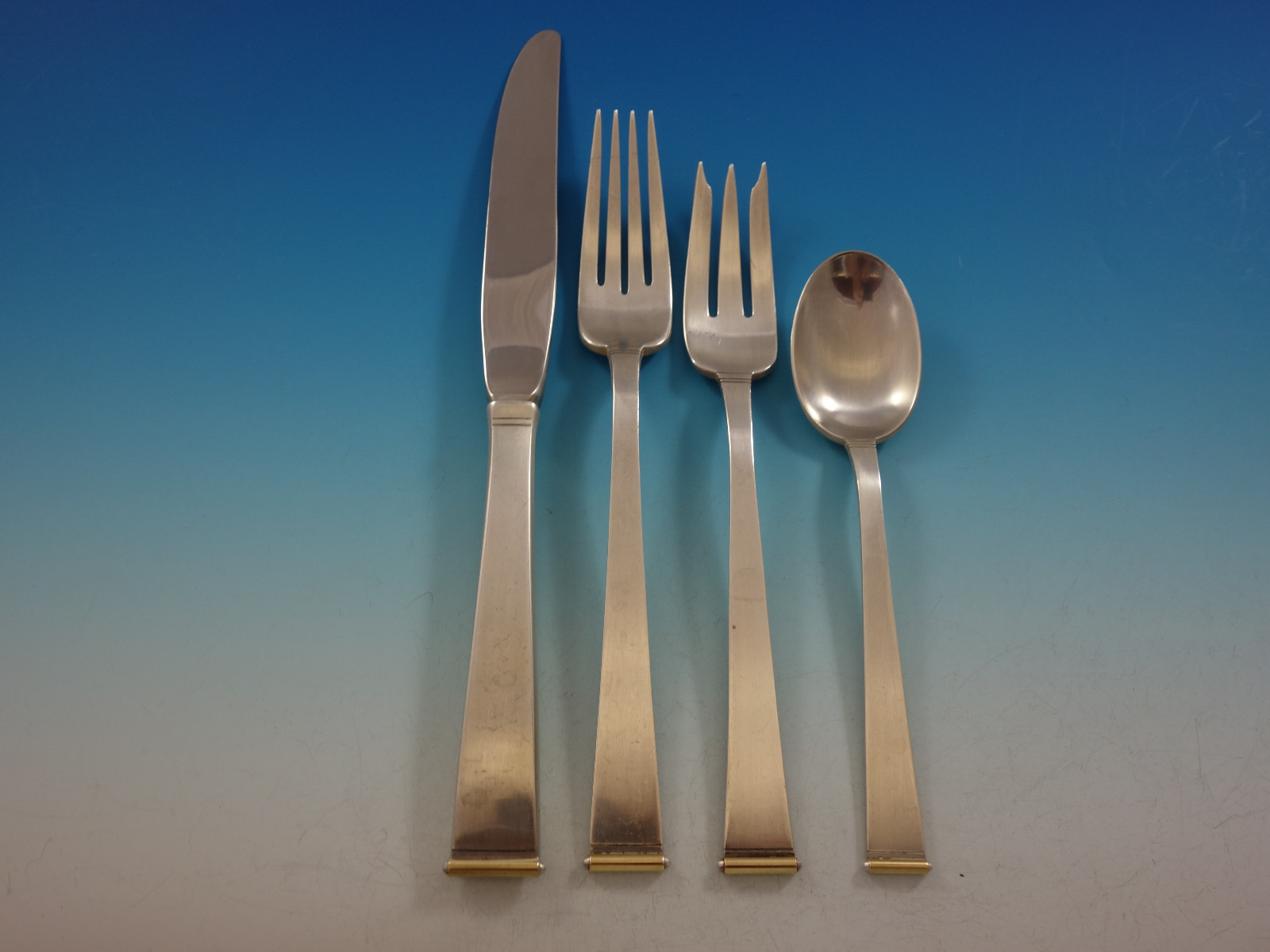 Gold Tip by Gorham Sterling Silver Flatware Set Service 92 pc Mid