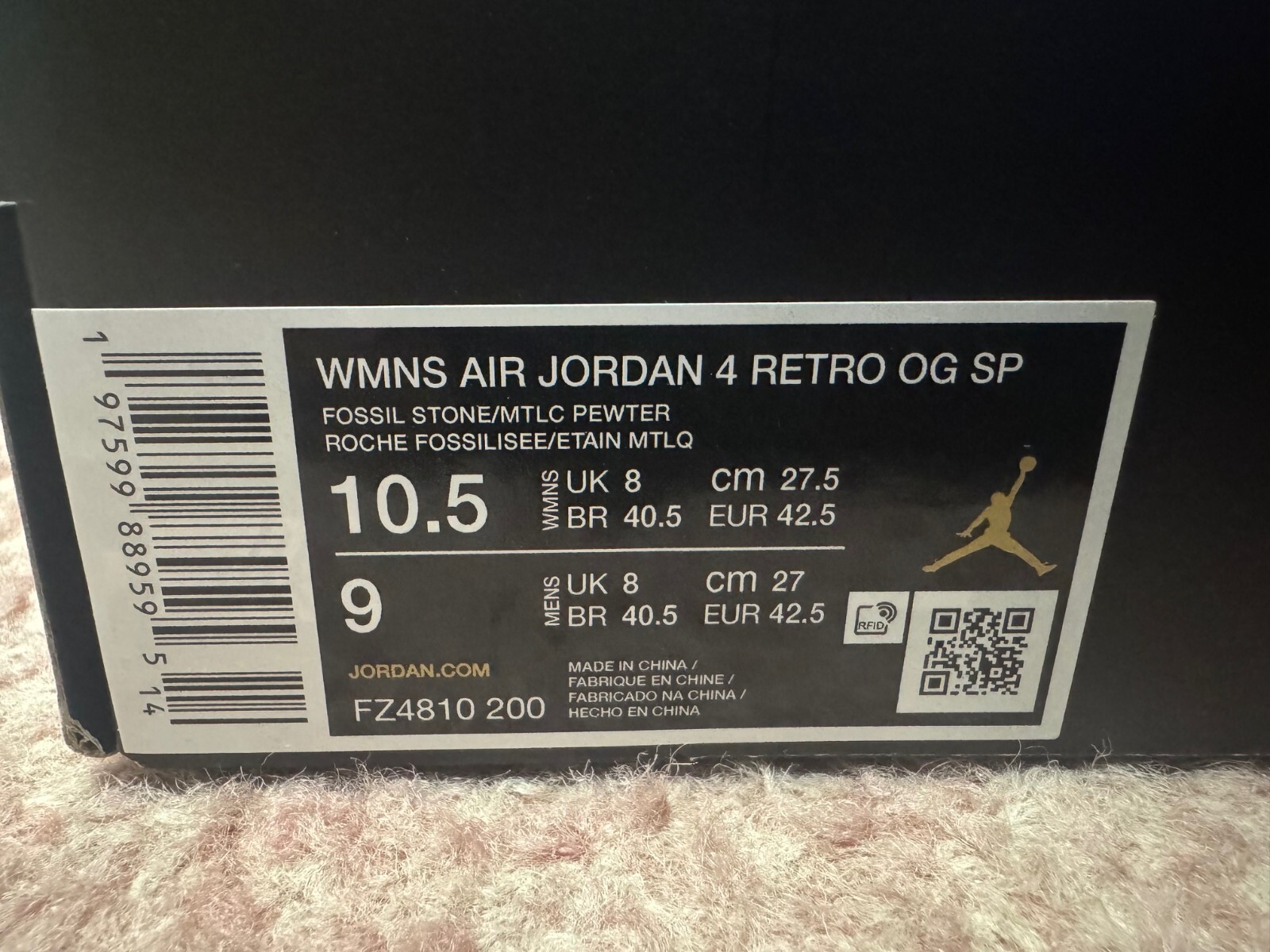 Pre-owned Jordan A Ma Maniere Amm Wmns Nike  Iv 4 Fossil Stone Fz4810-200 - Size 10.5w/9m In Pink