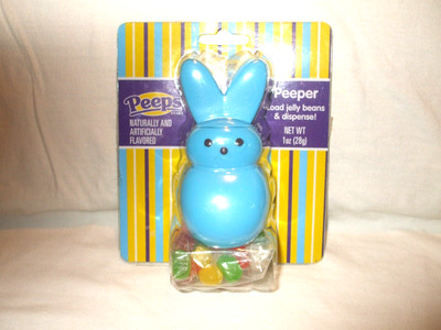 PEEPS EASTER VINTAGE BLUE BUNNY ''PEEPER'' JELLYBEANS DISPENSER 2014 EXP 01/2016