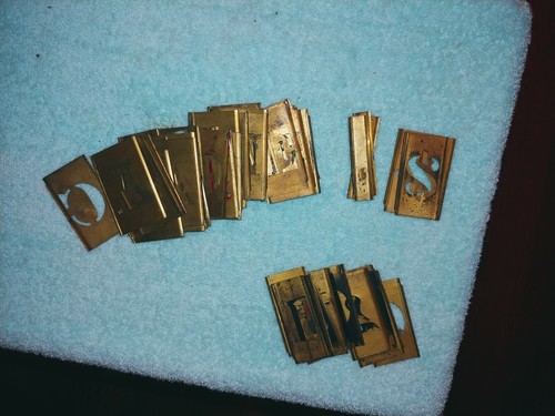 Vintage  Brass Stencil  Alphabet Letters, Numbers 62 total