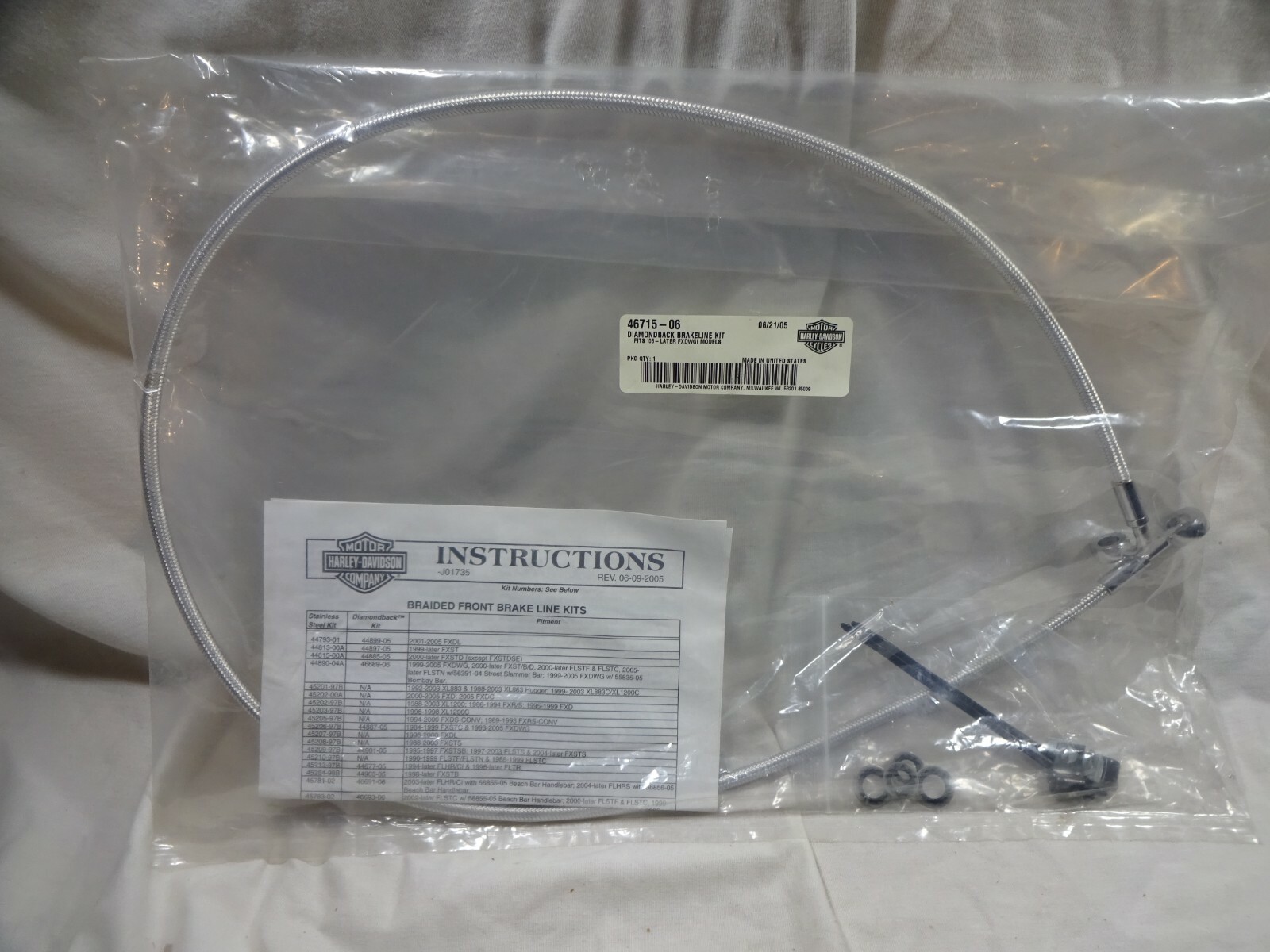 Genuine Harley Davidson Diamondback Brake Line Hose 46715-06 Genuine Harley Davidson Diamondback Brake Line Hose 46715-06