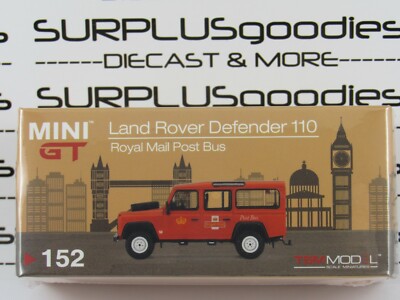 TSM Model Mini-GT Overseas Ed LAND ROVER DEFENDER 110 UK Royal Mail Post Bus