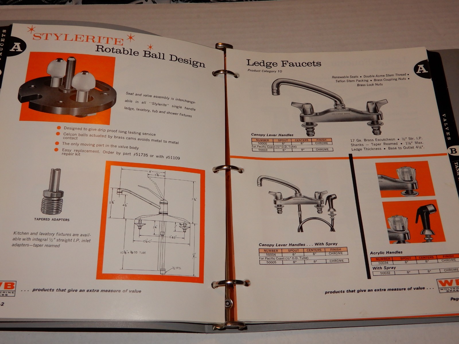 Vintage Wolverine Brass Plumbing Catalog Binder # 68