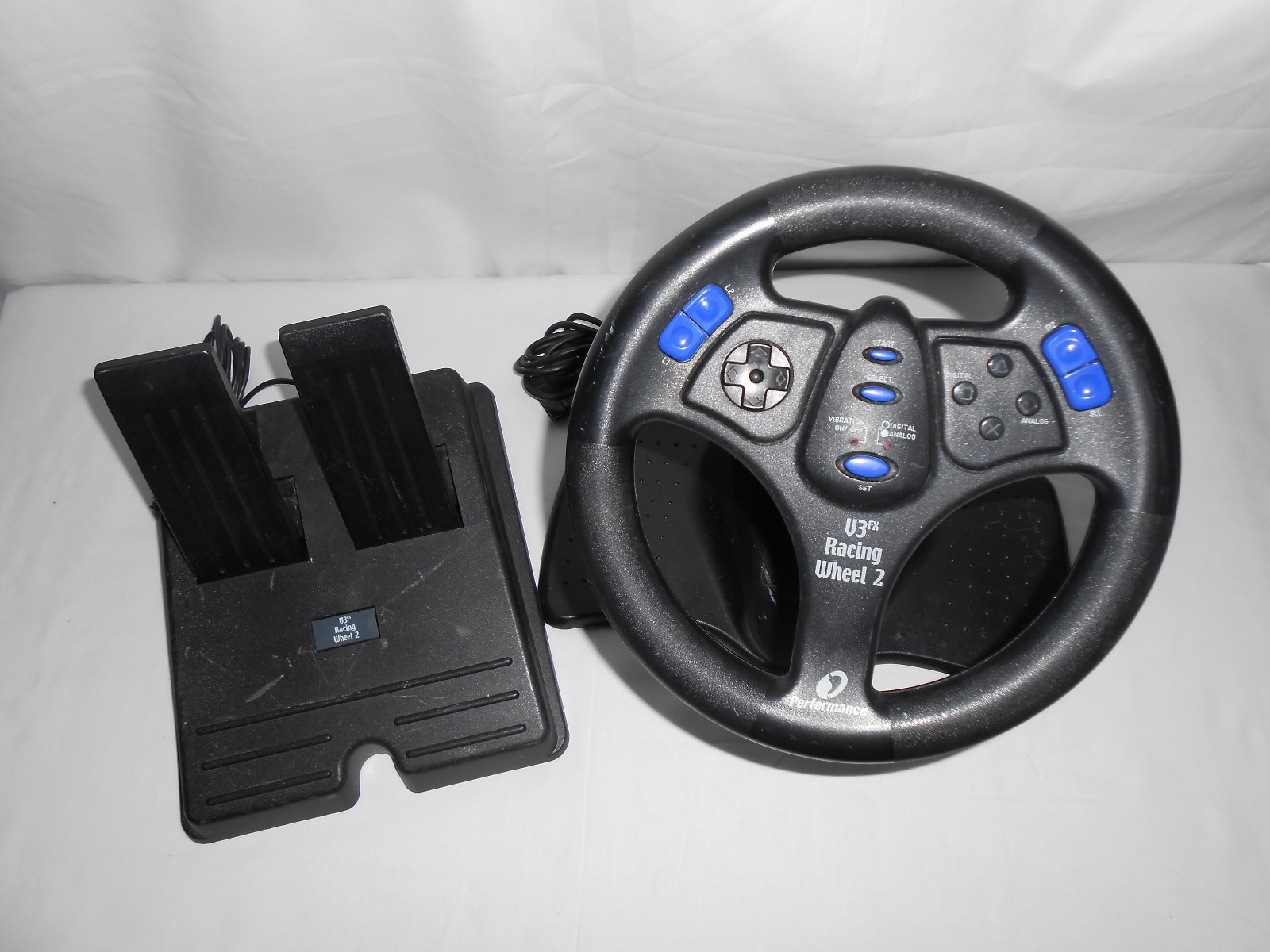 V3FX RACING WHEEL 2 FOR PS2 PLAY STATION 2 W/ STEERING WHEEL FOOT PEDAL