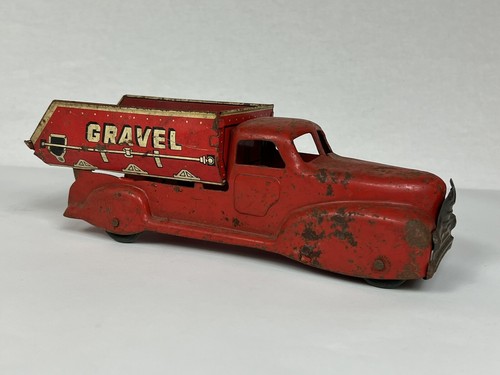 【新品】marx toys HEAVY GAUGE STEEL TRUCKS Vintage Marx Toys Red Pressed Steel Sand and Gravel Dump Truck 9