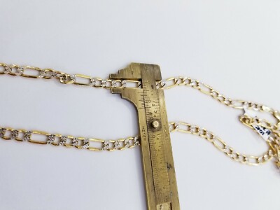 Pre-owned Globalwatches10 Real 10k Gold Figaro Link Chain Necklace 6mm Diamond Cut 26" Men Authentic Gold