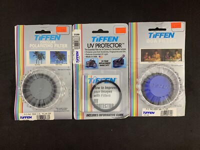 3 Tiffen 55 mm Lens Filters Circular Polarizing 80A UV Protector Nikon Canon etc