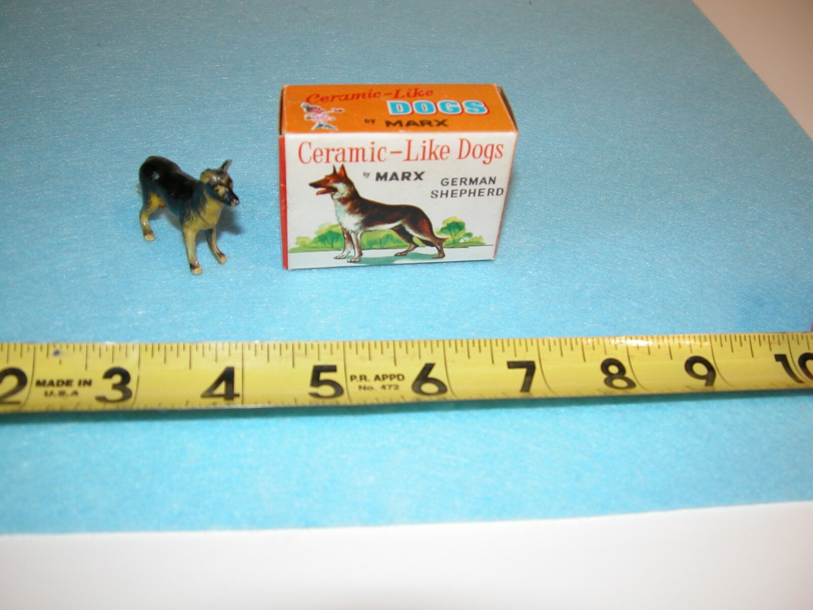 Vintage Miniature Marx Dog German Shepherd Plastic Figurine with Original Box