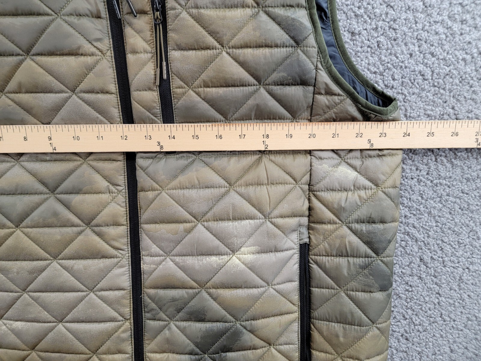 Bass Outdoor Delta Diamond Quilted Packable Puffer Vest Men's XL Olive Combo - Picture 5 of 16