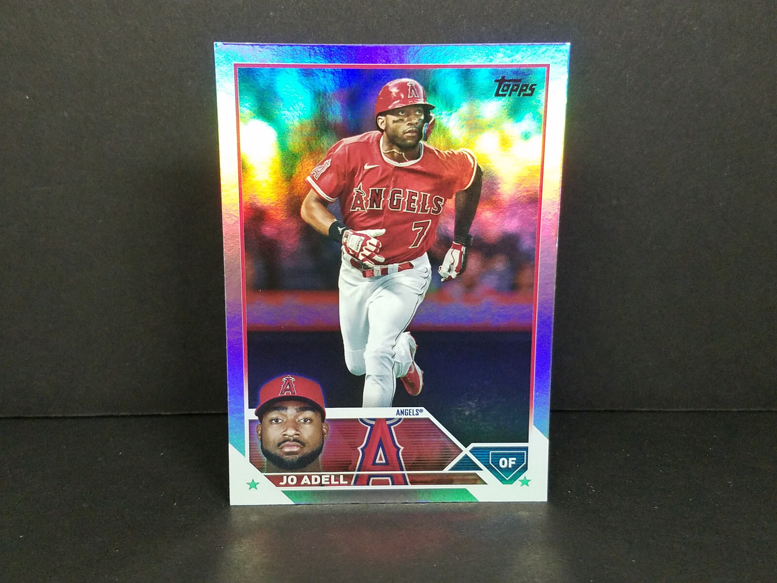 2023 Topps #566 Jo Adell, Los Angeles Angels - Rainbow Foil