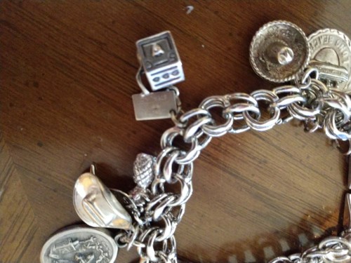 Monet Charm Bracelet With Sterling Silver Charms Slot Machine, Travel, sombrero