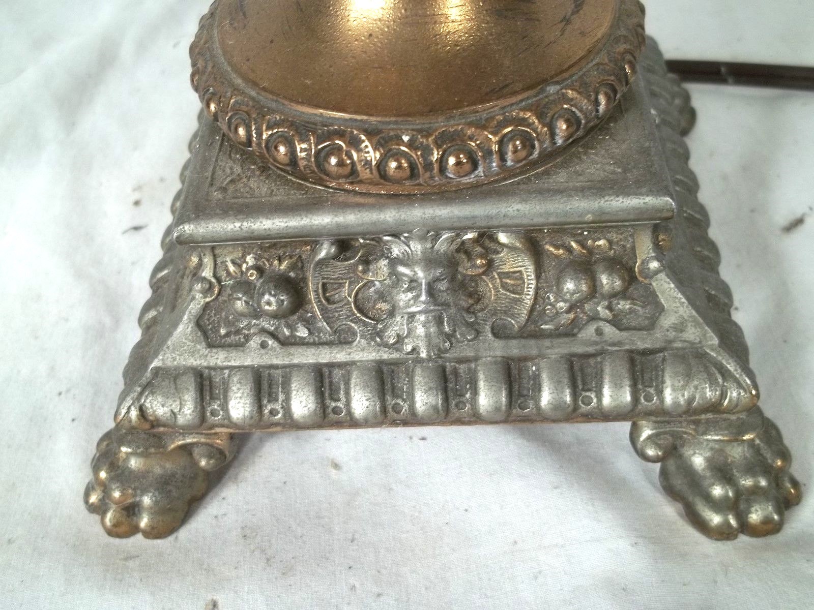 ANTIQUE EARLY 20th CENTURY RENAISSANCE REVIVAL METAL WINGED FEMALE LAMP