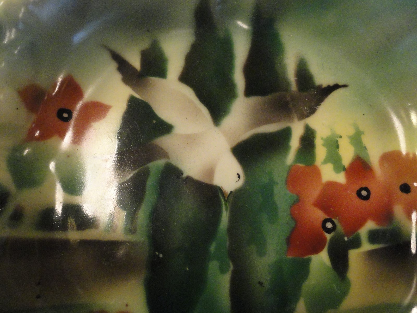 Old Majolica-Style Handled Bowl w/Unusual German Mark/Maker