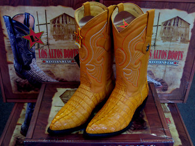 Pre-owned Los Altos Boots Los Altos Women Buttercup Genuine Crocodile Tail Western Cowboy Boot (m) L091021 In Yellow