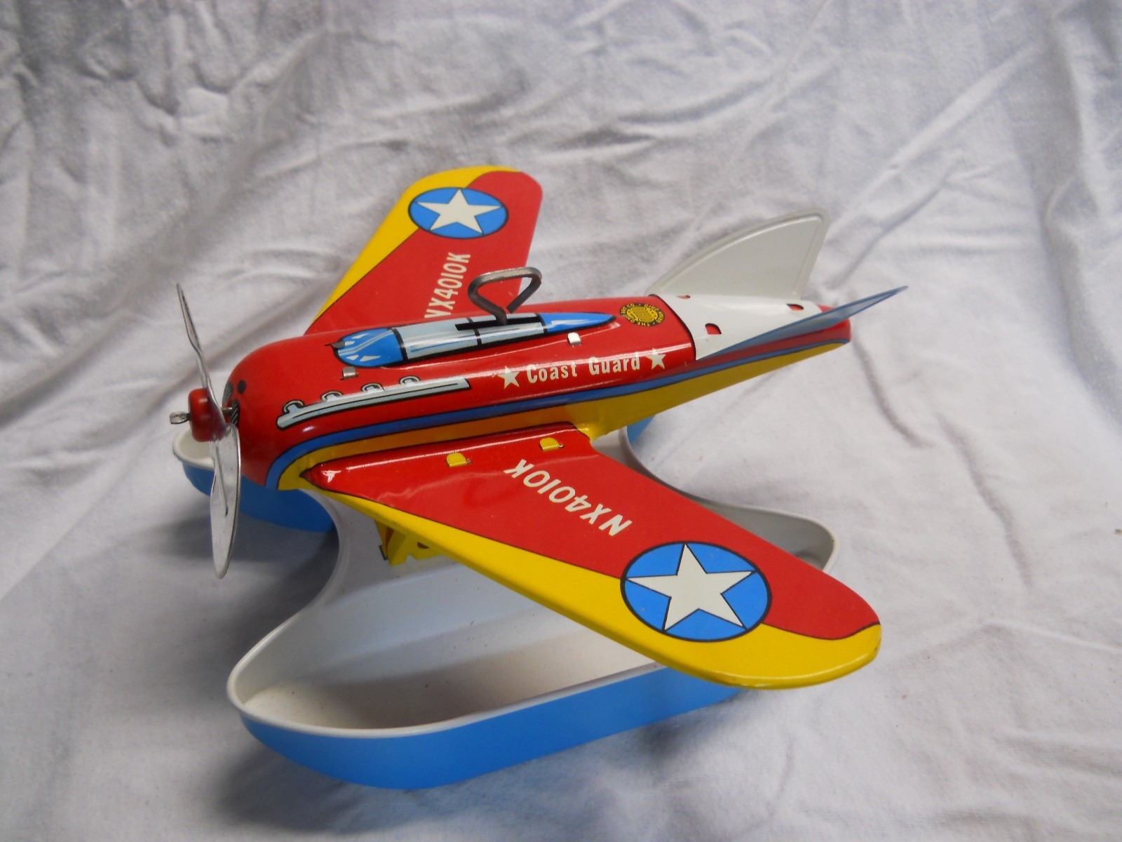 1950's Ohio Art Co Coast Guard Sea Plane No.53 with Box Really Moves Along Water