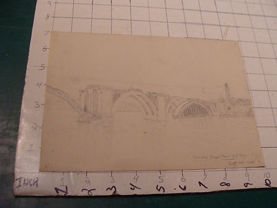 Original DRAWING by Alexander Dennet: FRANCIS SCOTT KEY BRIDGE being built 1921